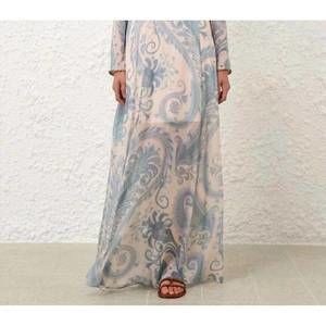 NEW ZIMMERMANN illuminate sheath dress in turquoise paisley